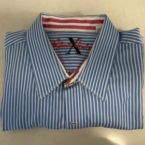 Robert Graham Blue and White Striped Shirt
